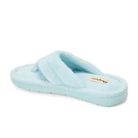 Dearfoams Wrenley Terry Thong Womens Memory Foam Slip-On Slippers
