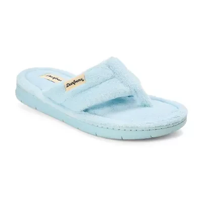 Dearfoams Wrenley Terry Thong Womens Memory Foam Slip-On Slippers