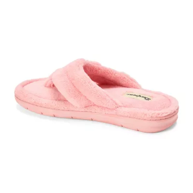 Dearfoams Wrenley Terry Thong Womens Memory Foam Slip-On Slippers