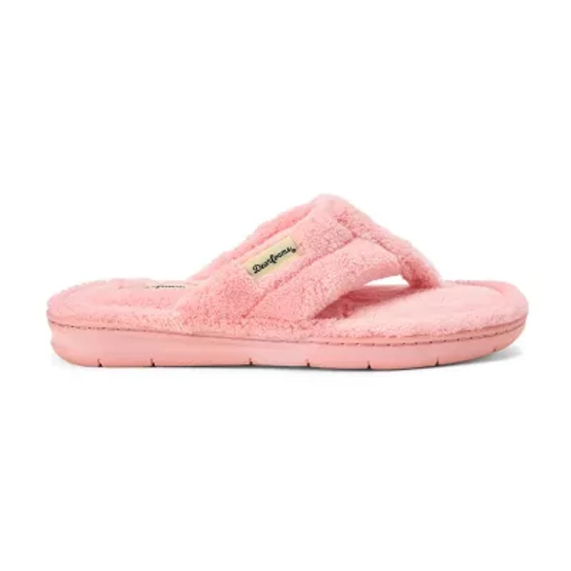 Dearfoams Wrenley Terry Thong Womens Memory Foam Slip-On Slippers