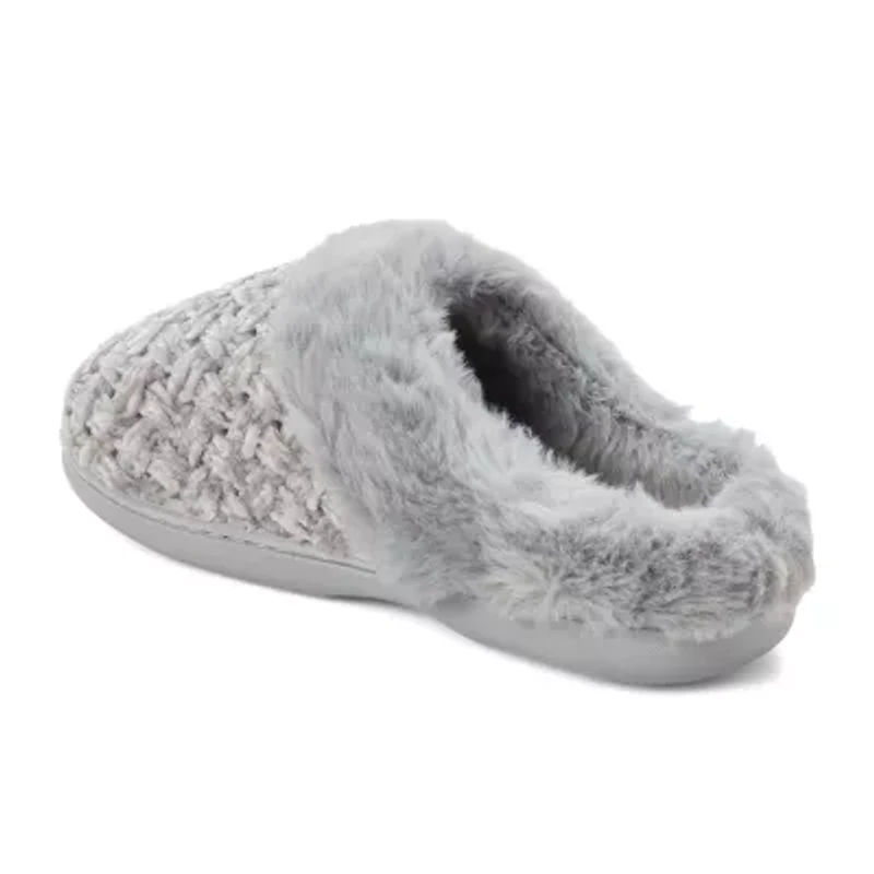 Dearfoams Claire Cable Knit Chenille Womens Memory Foam Clog Slippers