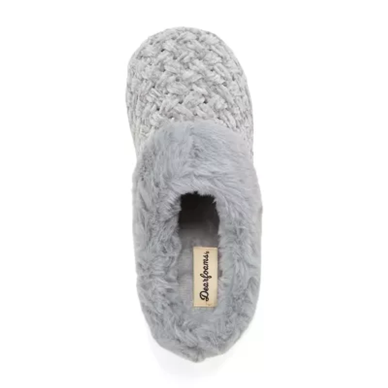 Dearfoams Claire Cable Knit Chenille Womens Memory Foam Clog Slippers