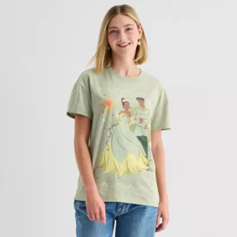 Womens Juniors Crew Neck Short Sleeve Regular Fit Princess & The Frog Graphic T-Shirt