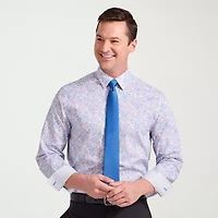 Nick Graham Mens Spread Collar Long Sleeve Stretch Fabric Shirt + Tie Set