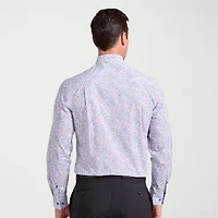Nick Graham Mens Spread Collar Long Sleeve Stretch Fabric Shirt + Tie Set