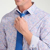 Nick Graham Mens Spread Collar Long Sleeve Stretch Fabric Shirt + Tie Set