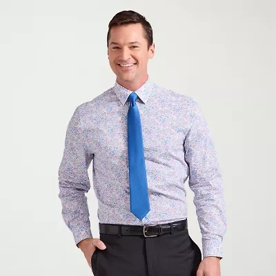 Nick Graham Mens Spread Collar Long Sleeve Stretch Fabric Shirt + Tie Set
