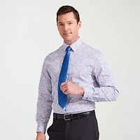 Nick Graham Mens Spread Collar Long Sleeve Stretch Fabric Shirt + Tie Set