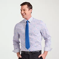 Nick Graham Mens Spread Collar Long Sleeve Stretch Fabric Shirt + Tie Set
