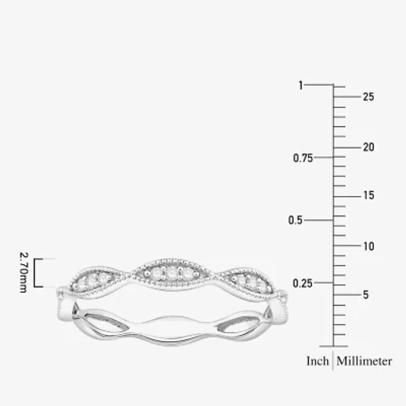 Womens 1/10 CT. T.W. Natural White Diamond 10K Gold Wedding Band