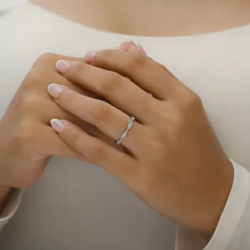 Womens 1/10 CT. T.W. Natural White Diamond 10K Gold Wedding Band