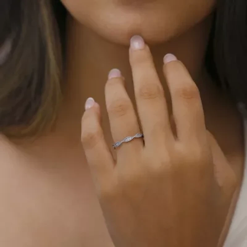 Womens 1/10 CT. T.W. Natural White Diamond 10K Gold Wedding Band