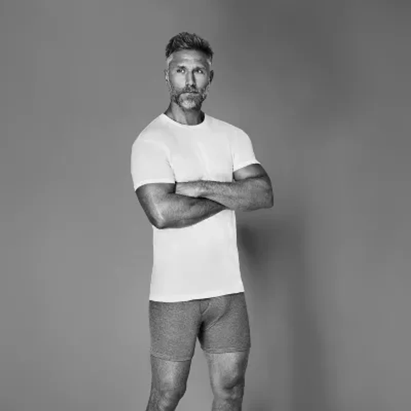 Stafford Dry + Cool Mens 4 Pack Short Sleeve Crew Neck Moisture Wicking T-Shirt