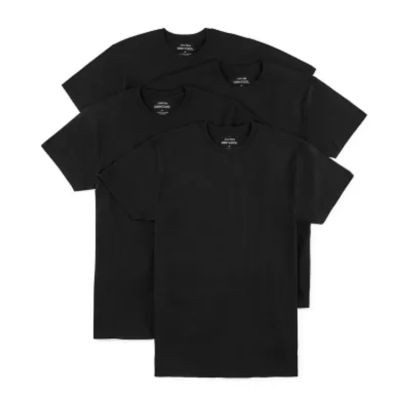 Stafford Dry + Cool Mens 4 Pack Short Sleeve Crew Neck Moisture Wicking T-Shirt