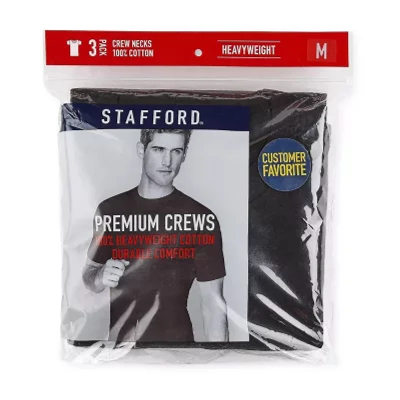 Stafford Heavyweight Cotton Mens 3 Pack Short Sleeve Crew Neck T-Shirt