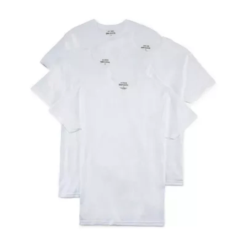 Stafford Dry + Cool Mens 4 Pack Short Sleeve Crew Neck Moisture Wicking T-Shirt