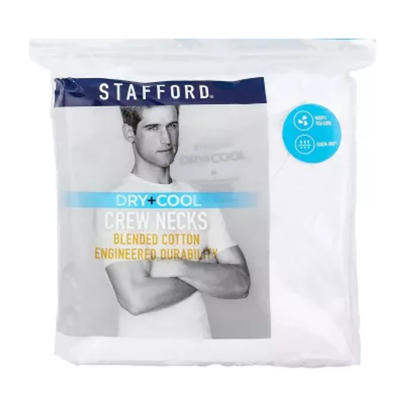 Stafford Dry + Cool Mens 4 Pack Short Sleeve Crew Neck Moisture Wicking T-Shirt