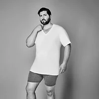 Stafford Dry + Cool Mens 4 Pack Short Sleeve V Neck Moisture Wicking T-Shirt