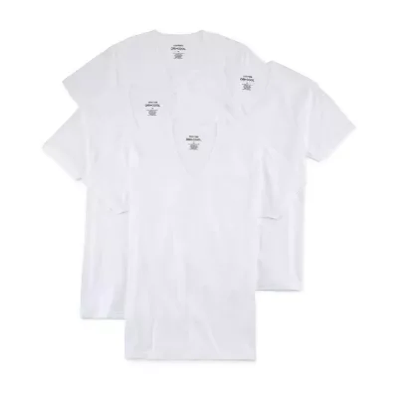 Stafford Dry + Cool Mens 4 Pack Short Sleeve V Neck Moisture Wicking T-Shirt