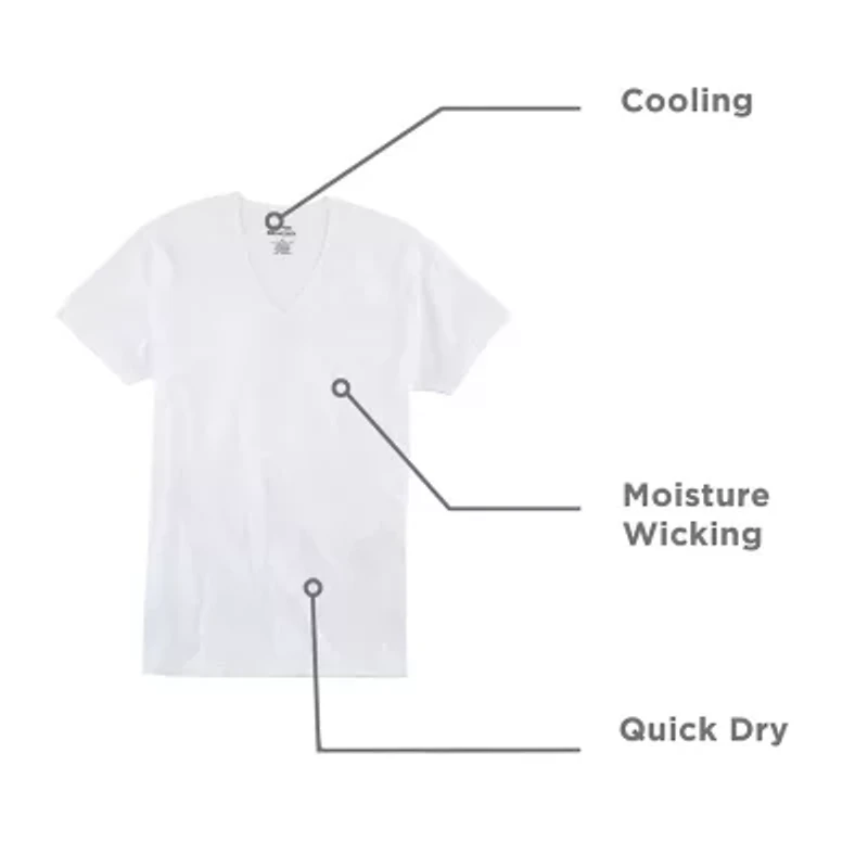 Stafford Dry + Cool Mens 4 Pack Short Sleeve V Neck Moisture Wicking T-Shirt