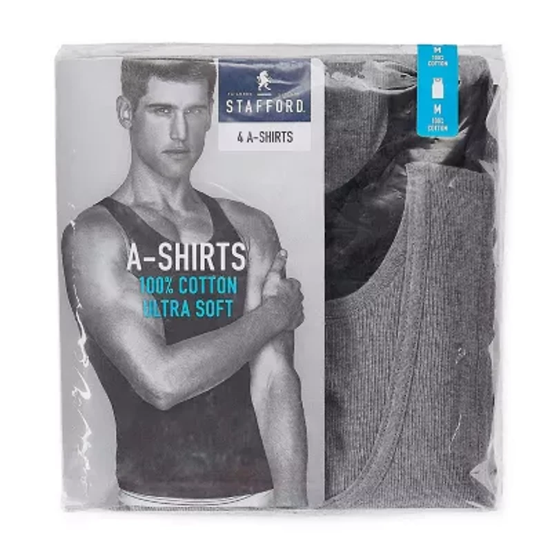 Stafford Super Soft Cotton Mens Round Neck Sleeveless 4 Pack Tank