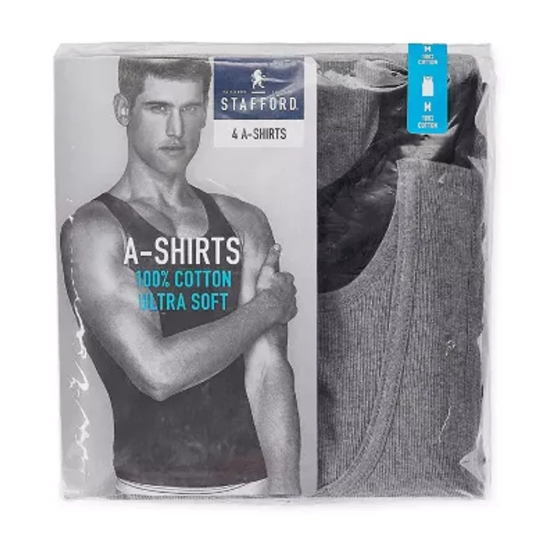 Stafford Super Soft Cotton Mens Round Neck Sleeveless 4 Pack Tank