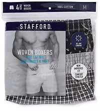 Stafford Cotton Woven Mens 4 Pack Boxers 302600