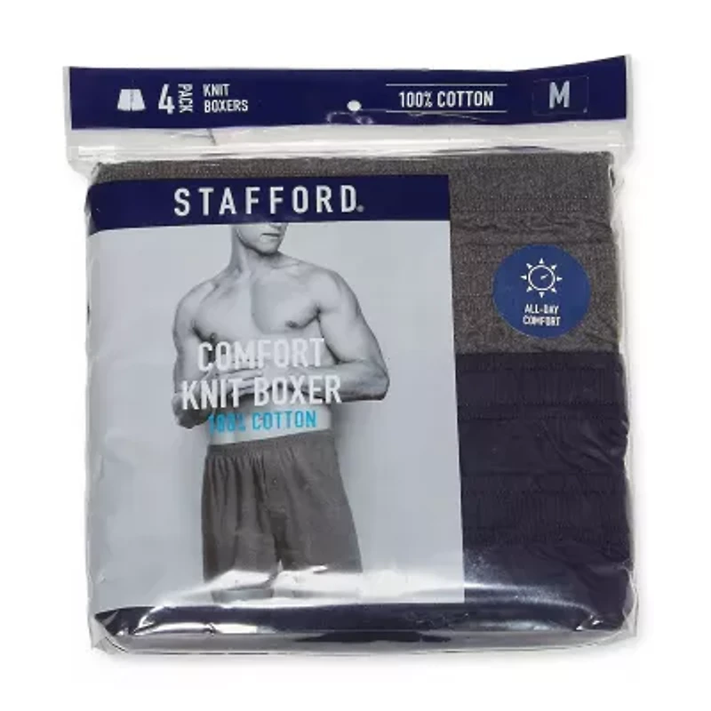 Stafford Cotton Knit Mens 4 Pack Boxers 305939