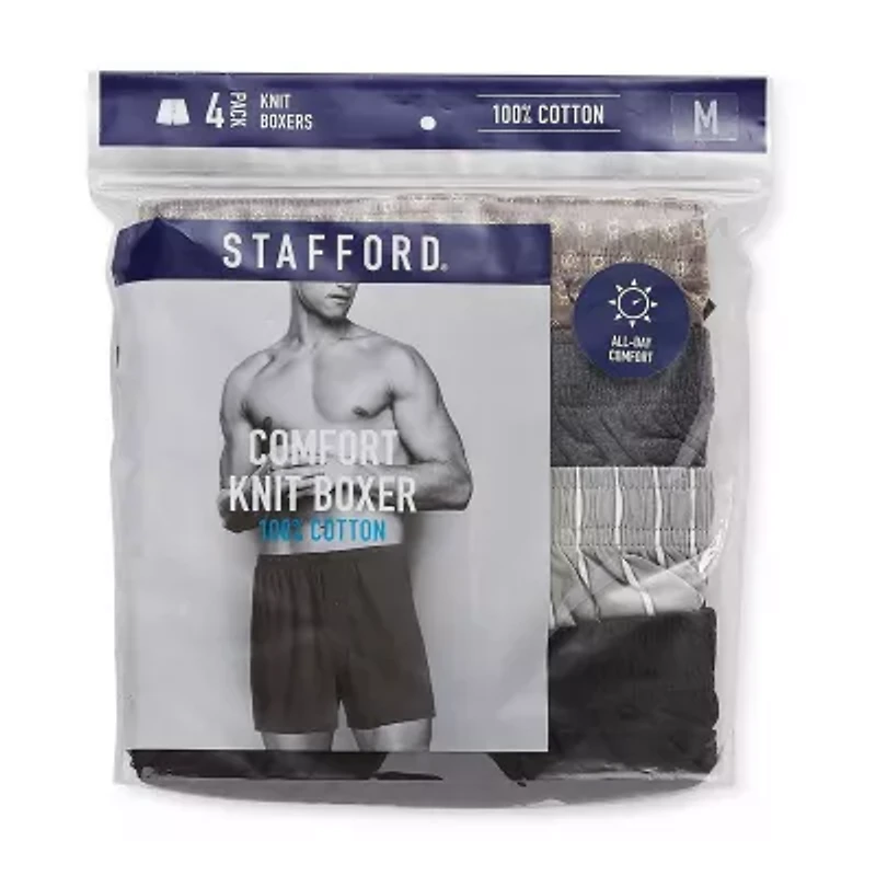 Stafford Cotton Knit Mens 4 Pack Boxers 305939
