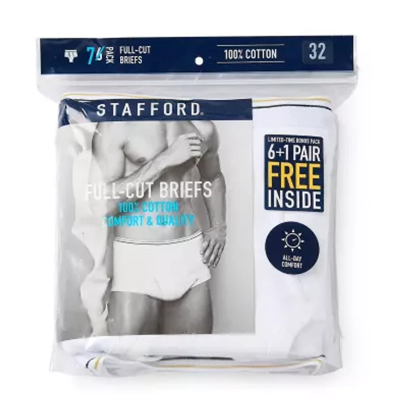 Stafford Cotton Full Cut Bonus Pack Mens 7 Pack Briefs 302865