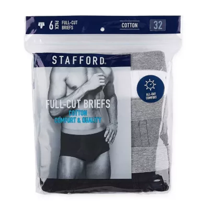 Stafford Cotton Full Cut Mens Big 6 Pack Briefs 302852