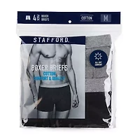 Stafford Cotton Mens Big 4 Pack Boxer Briefs 302866