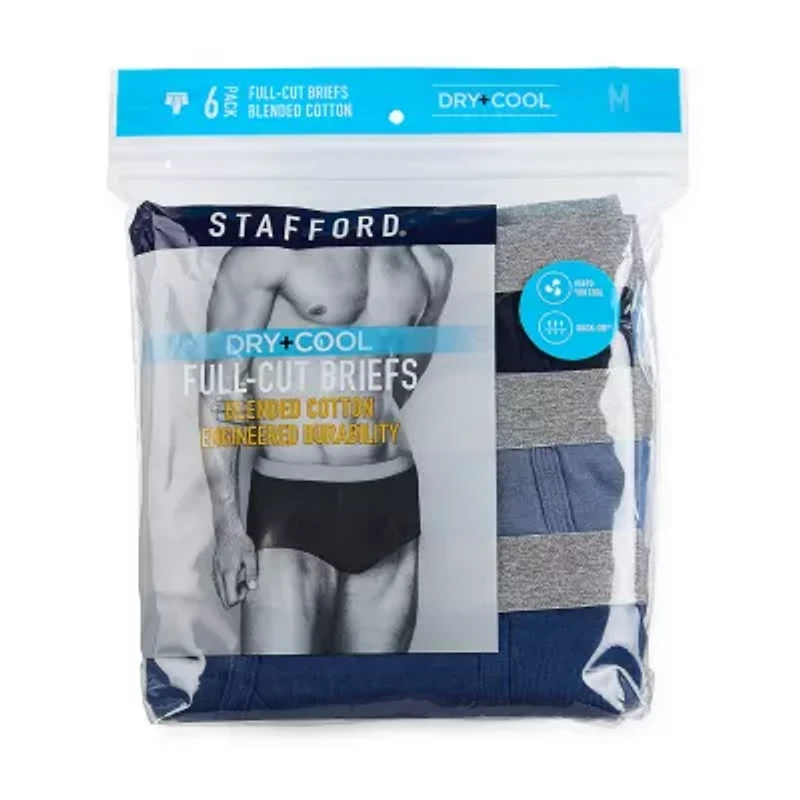Stafford Dry + Cool Full-Cut Mens Big 6 Pack Briefs 302872