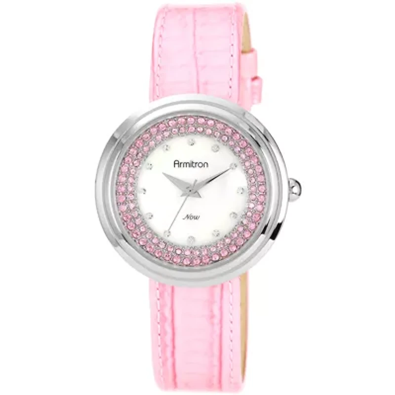 Armitron® Now® Womens Pink Crystal Accent Mother-of-Pearl Watch