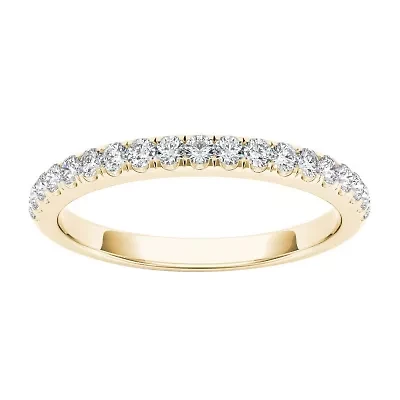 Womens 2MM 1/ CT. T.W. Natural White Diamond 10K Gold Wedding Band
