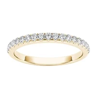 Womens 2MM 1/ CT. T.W. Natural White Diamond 10K Gold Wedding Band