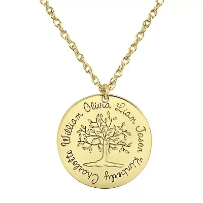 Personalized Womens Round Family Tree Name Pendant Necklace