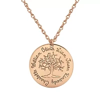 Personalized Womens Round Family Tree Name Pendant Necklace