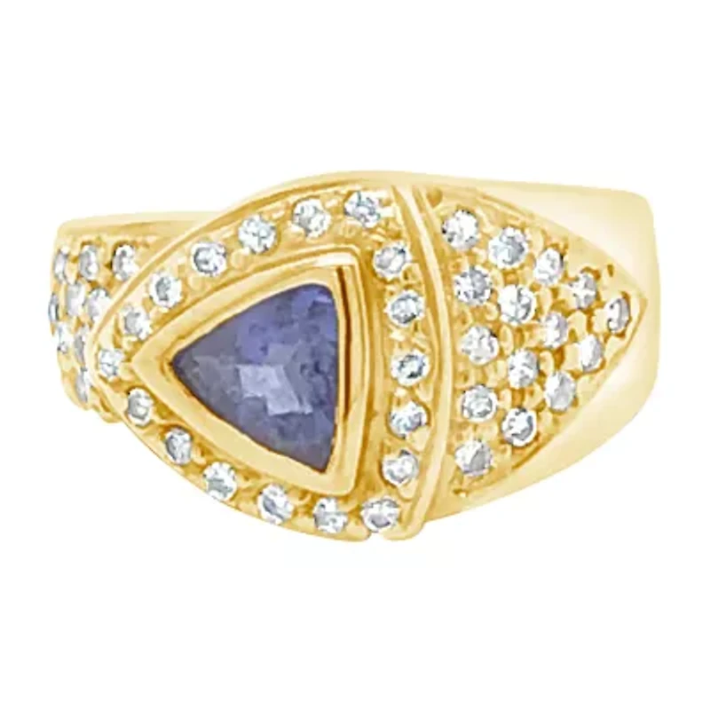 LIMITED QUANTITIES! Le Vian Grand Sample Sale™ Ring featuring Blueberry Tanzanite® 3/4 CT. T.W. Vanilla Diamonds® set in 14K Honey Gold™