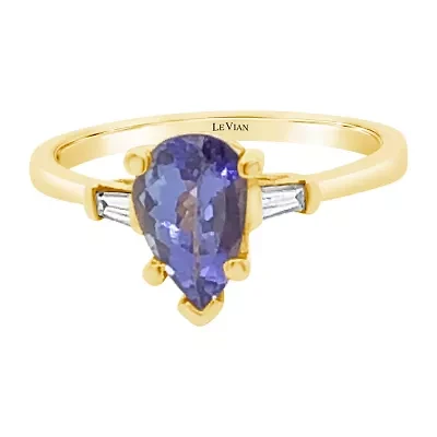 LIMITED QUANTITIES! Le Vian Grand Sample Sale™ Ring featuring Blueberry Tanzanite® 1/8 CT. T.W. Vanilla Diamonds® set in 14K Honey Gold™