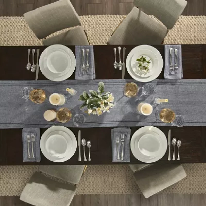 Fieldcrest Luxury Cotton-Linen Herringbone Table Runner