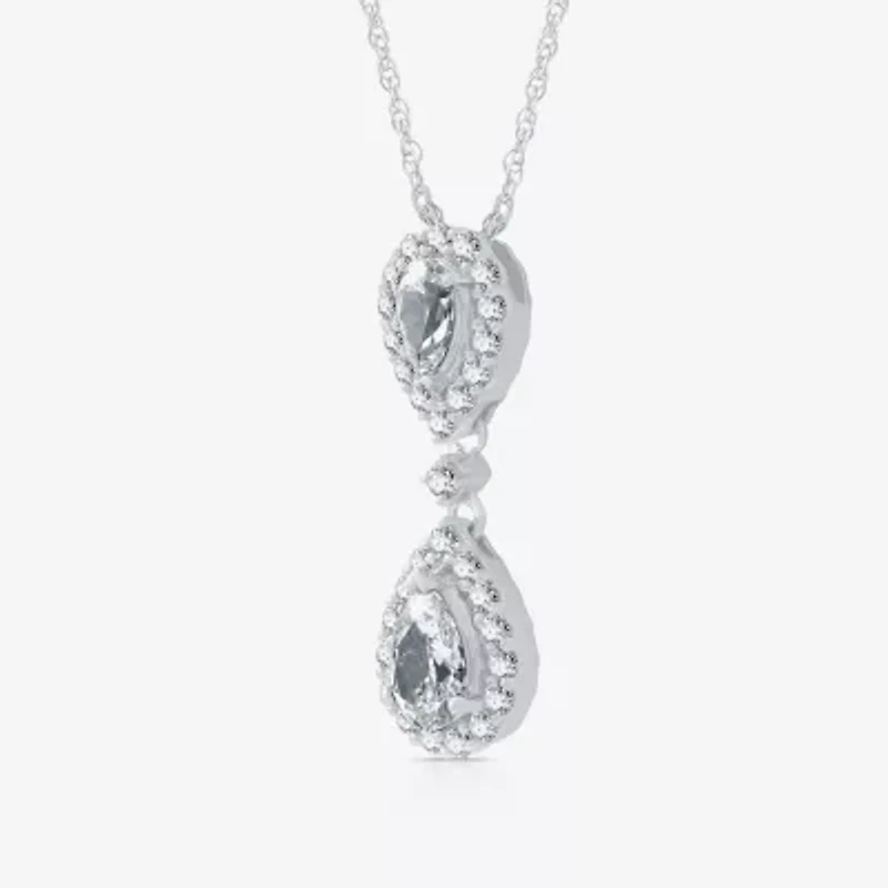 (G-H / Si2-I1) Womens 1 CT. T.W. Lab Grown White Diamond 10K White Gold Pear 18 Inch Pendant Necklace