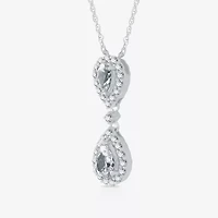 (G-H / Si2-I1) Womens 1 CT. T.W. Lab Grown White Diamond 10K White Gold Pear 18 Inch Pendant Necklace