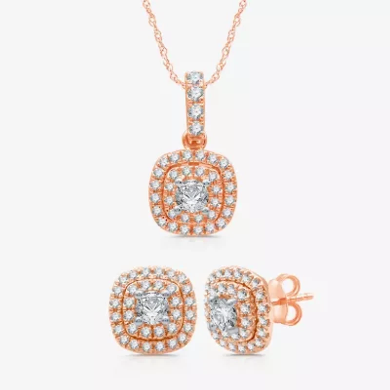 Ever Star (G / Si2-Si3) 2 CT. T.W. Lab Grown White Diamond 10K or 14K Gold Cushion Jewelry Set