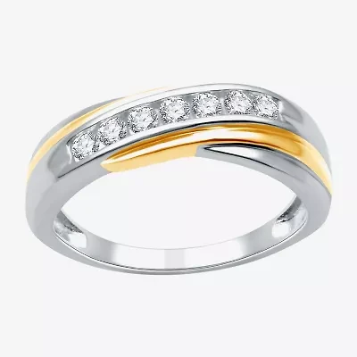 (H-I / I1) Womens 1/4 CT. T.W. Lab Grown White Diamond 14K Gold Over Silver Wedding Band
