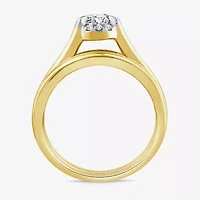 (G / Si1-Si2) Womens 1 1/2 CT. T.W. Lab Grown White Diamond 14K White Gold Oval Side Stone Halo Bridal Set