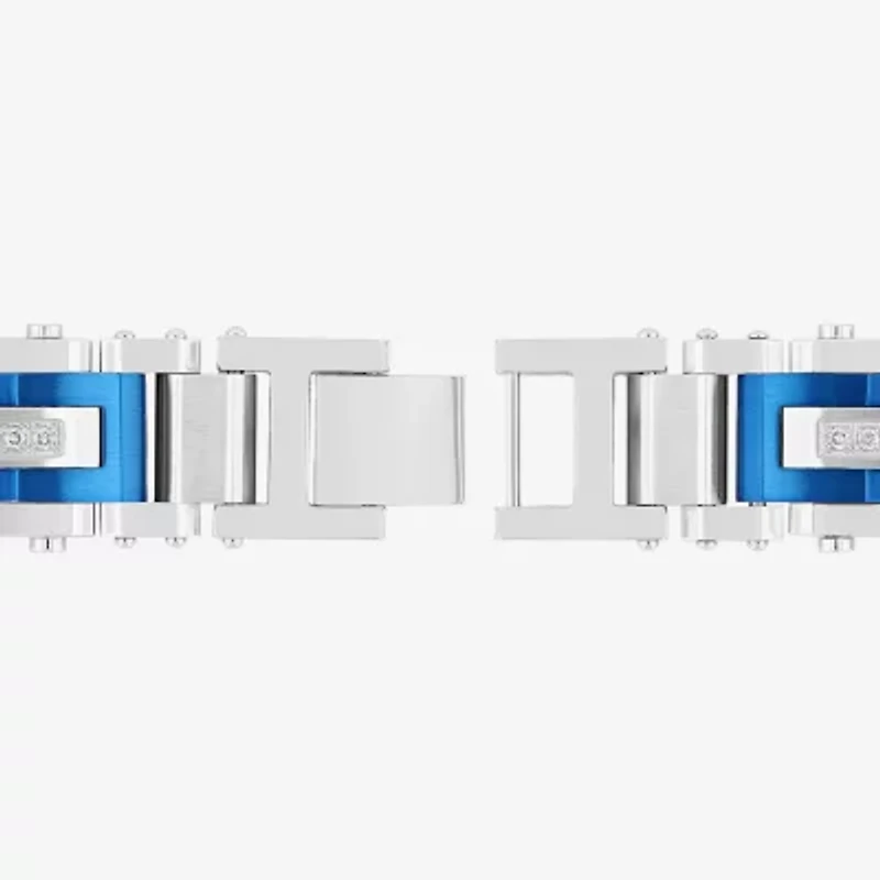 Stainless Steel (G-H / I1) 3/8 CT. T.W. Lab Grown White Diamond Solid Link Bracelet