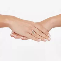 (H-I / Si1-Si2) Womens 1/10 CT. T.W. Lab Grown White Diamond 14K Gold Over Silver Sterling Butterfly Bypass  Cocktail Ring