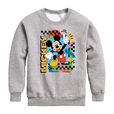 Disney Collection Little & Big Kid Boys Crew Neck Long Sleeve Mickey Mouse Sweatshirt