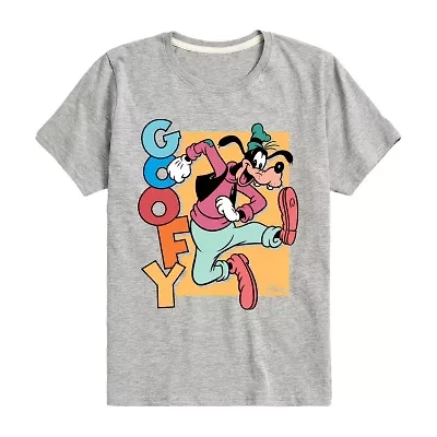 Disney Collection Little & Big Kid Boys Crew Neck Short Sleeve Regular Fit Goofy Graphic T-Shirt